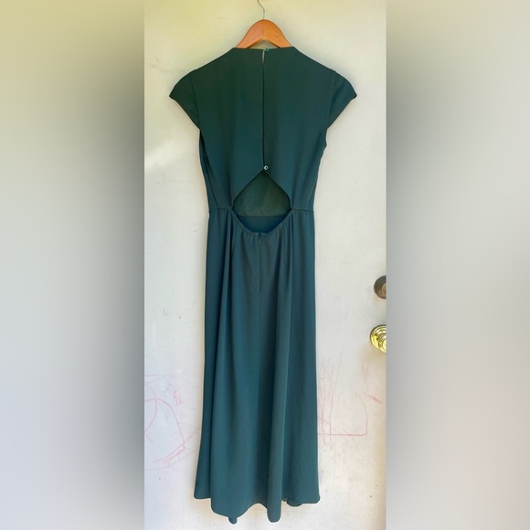 Babaton Aritzia Dress 2 Hamptons Dark Green V-Neck Fall Slit Party Gala Wedding - Picture 3 of 10